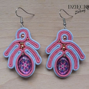 Różowo -fioletowe kolczyki sutasz