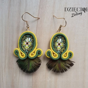Kolczyki z pawim piórem