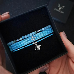 Zestaw bransoletek „Winter Sky” - Akwamaryn i Apatyt