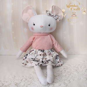 Myszka Lisa, przytulanka ręcznie szyta, prezent GOTOWY