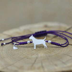 Bullterier - bransoletka z psem, srebro 925