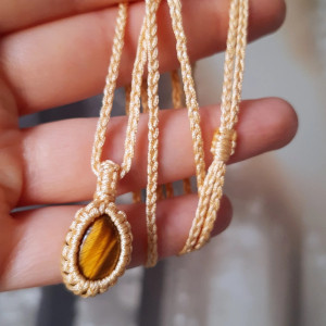 Naszyjnik "Wewnętrzny Płomień" - tygrysie oko, kamień naturalny