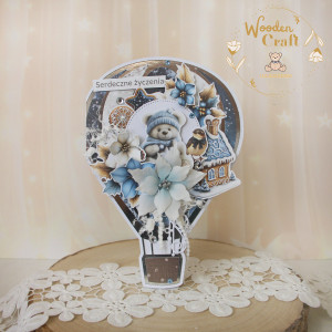 Kartka balonik, prezent na urodziny roczek chrzest "Jolly Season" GOTOWA