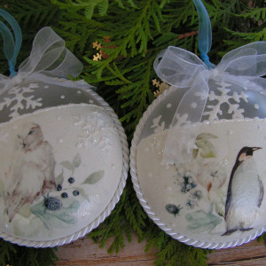 Bombki/medaliony na choinkę "Mroźna zima" – komplet 2 szt.