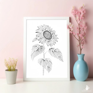 64. SŁONECZNIK - rysunek, plakat.