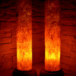 Komplet lamp z drewna