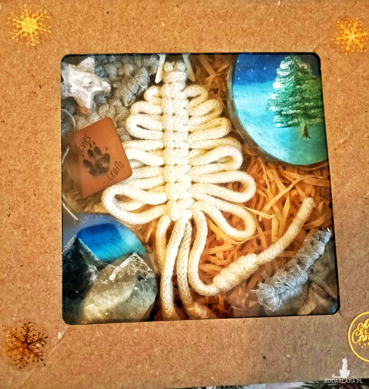 Zestaw 5 rękodzielniczych zawieszek na choinkę – naturalne, klimatyczne, bez plastiku