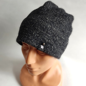 Czapka ręcznie robiona na drutach, kaszmir melanż.