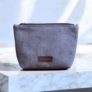 Szara gładka kosmetyczka MAXI