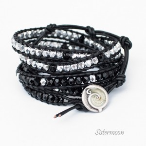 Black and Silver Bransoleta boho w stylu Chan Luu