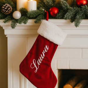 Dekoracja świąteczna skarpeta Mikołaja na prezenty słodycze haftowane imię
