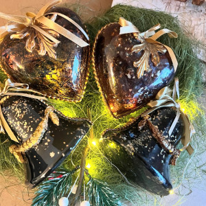 318,Boże Narodzenie-komplet 4 bombek z efektem bursztynu