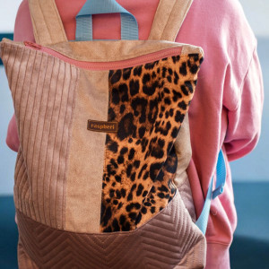 Patchworkowy plecak z suwakiem panterka