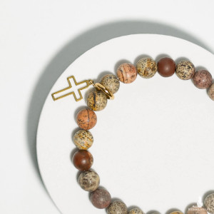 Bransoletka Uniseks z Kamieni Naturalnych Jaspis