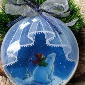 320,Bombka decoupage - miś i renifery