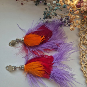 Klipsy pióra  długie lekkie Boho