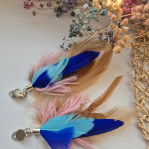 Klipsy pióra  długie lekkie Boho