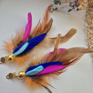 Klipsy pióra  długie lekkie Boho