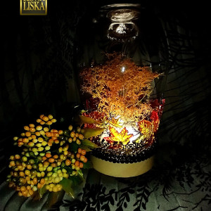 Jego "Liściastość" jesienny lampion ze szkła II