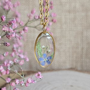 Wieczne kwiaty prawdziwe niezapominajki wisiorek