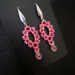 Długie Kolczyki "Rose Glow" z Kryształków i Koralików