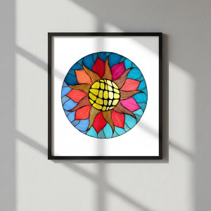 61. SŁONECZNA MANDALA - rysunek, plakat.