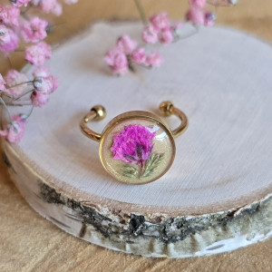 Wieczne kwiaty złoty pierścionek regulowany kwiaty z kwiatami kwiatem różowa gipsówka