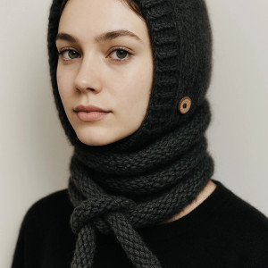 Balaclava kominiarka kaptur zamiast czapki merino alpaca jedwab