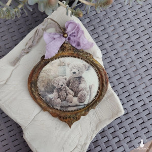 Rustykalna zawieszka vintage  - Retro Miś