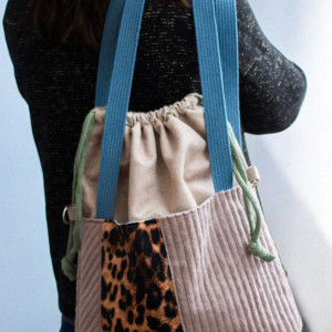 Torebka z kominem patchwork w panterkę