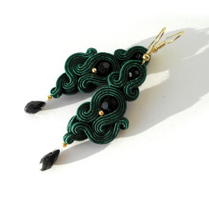 KOLCZYKI SUTASZ soutache 100% hand made ZIELEŃ MORSKA