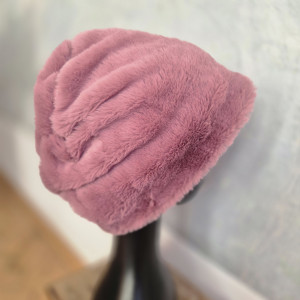 Futrzana  sztuczne futro czapka wrzos