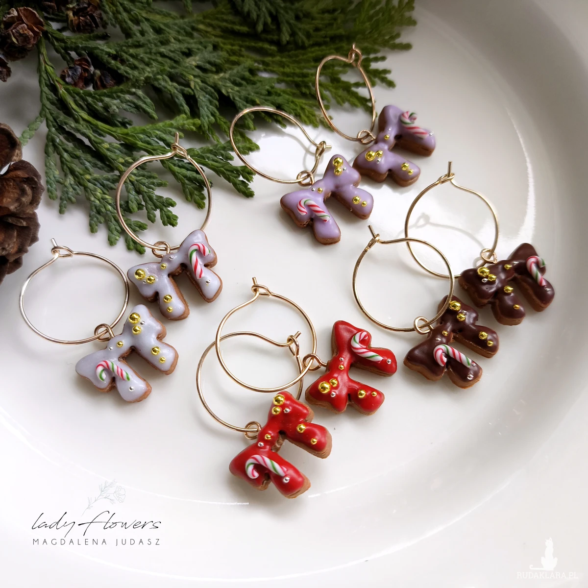 Kolczyki pierniczkowe kokardki