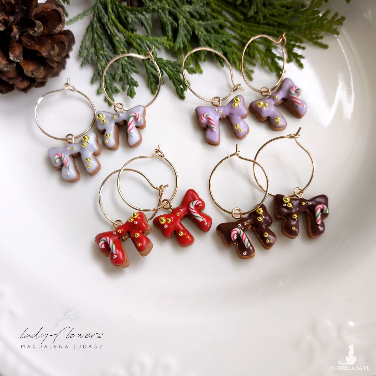 Kolczyki pierniczkowe kokardki