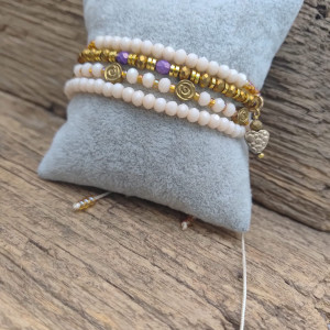 Bransoletka Na Sznurku Nude i Złote Koraliki 25.16