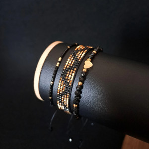 Zestaw bransoletek „Golden Night” z turmalinem i koralikami Miyuki - ochrona i równowaga