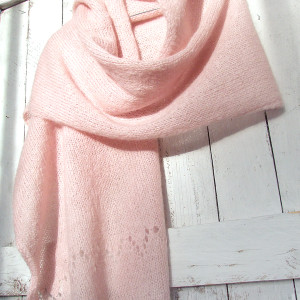 Duży moherowy Szal, narzutka - Pudrowy Róż