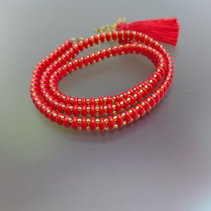 Bransoletka Żmijka Czerwona Z Koralików 25.18