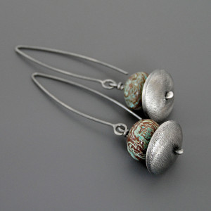 Surowe kolczyki, jaspis, srebro 925