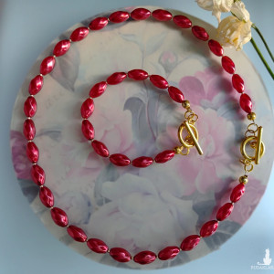 Bransoletka Naszyjnik Komplet Bizuterii Perłowy 2718