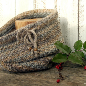 Komin z troczkami, beżowo - szary