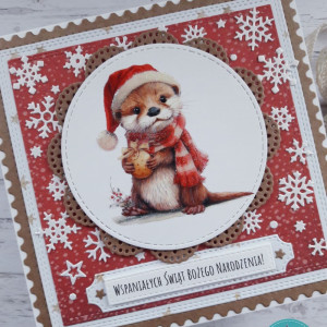 Kartka świąteczna z uroczą wyderką