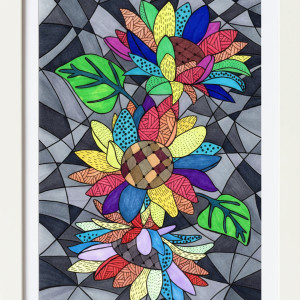 45. SŁONECZNIKI - rysunek, plakat.