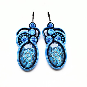 Blue Paisley kolczyki sutaszowe
