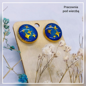 Kolczyki małe wkrętki stal szlachetna gwiazdki ręcznie malowane