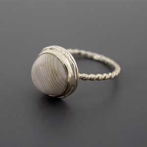 Kawa z mlekiem - pierścionek z krzemieniem pasiastym, srebro 925, rozmiar 14