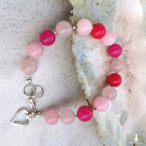 Bransoletka z jadeitem w różnych odcieniach różu a982