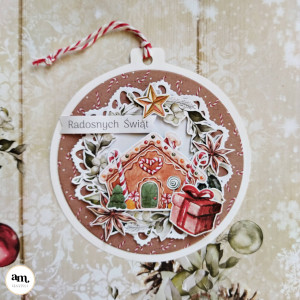 Kartka bombka z piernikowym domkiem KBN-02