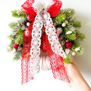 Wianek świąteczny czerwony (rozmiar M)