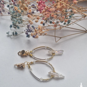 Klipsy rękodzieło z kwarcem Aura